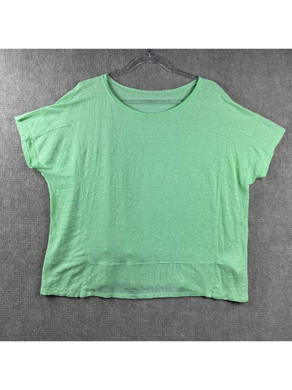 Eileen Fisher Organic Linen Knit Boxy Drop Shoulder Top L Green Breezy Coastal
